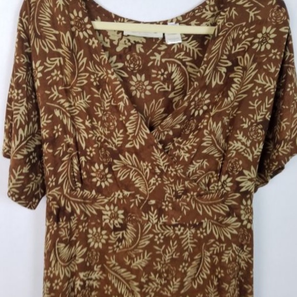 Orvis Brown Floral Full Length Tie Back Dress - Picture 2 of 7